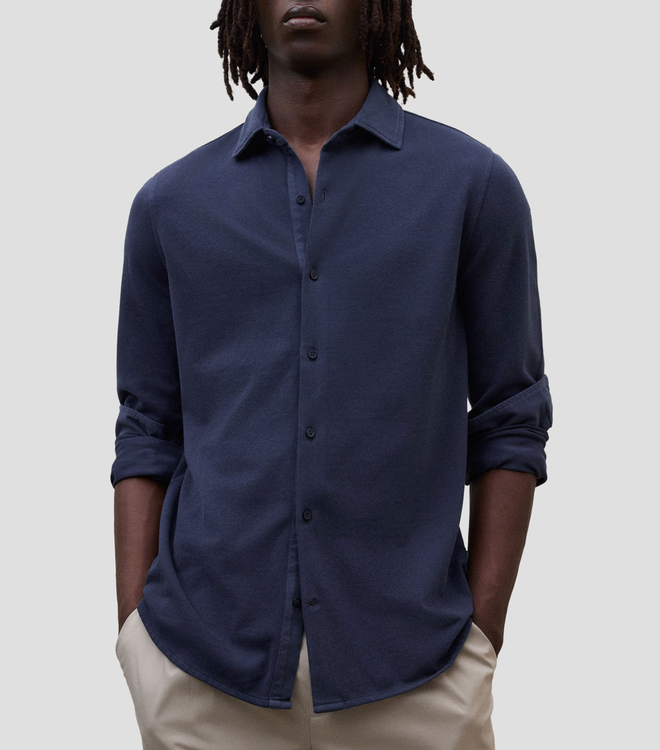 Camisa lisa de manga larga Hombre
